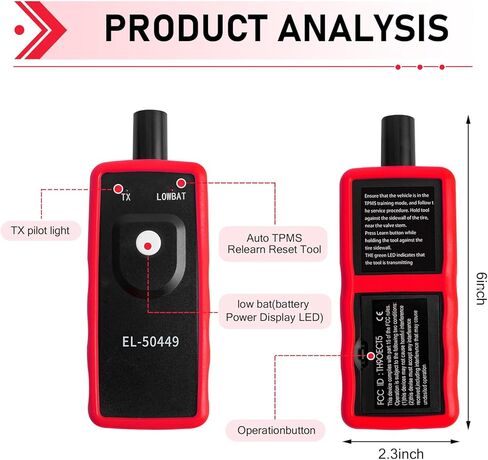 أداة إعادة تعلم TPMS لسيارة Ford Lincoln، أداة إعادة ضبط مستشعر مراقبة ضغط الإطارات التلقائي، أداة برمجة TPMS EL-50449 (أسود) in Saudi Arabia