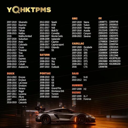 مستشعر الإطارات TPMS 315 ميجا هرتز مبرمج مسبقًا، متوافق مع شيفروليه إكوينوكس (07-24) | تاهو (07-19) | سوبربان (07-19) | تراكس (13-24) | إمبالا (05-20) سونيك (12-20) سبارك (13-22) كولورادو (14-22) إكسبريس (08-25) 4 قطع in Kuwait