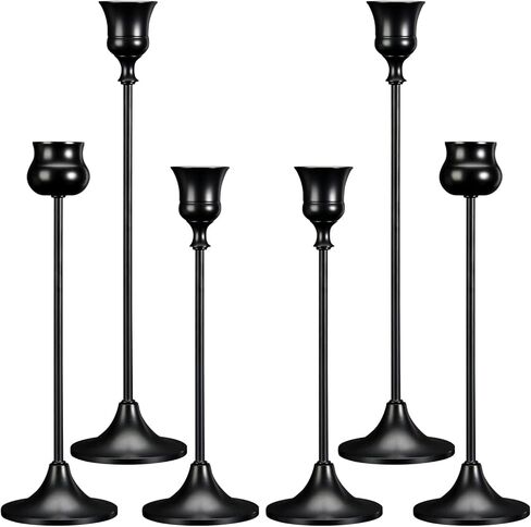 BEAHOT Gold Candle Holders, Set of 6 with Matching Candle Snuffer – Elegant Non-Slip Candlestick Holders for Christmas Decorations Wedding Centerpiece, Dining Table & Home Gift Display in Saudi Arabia