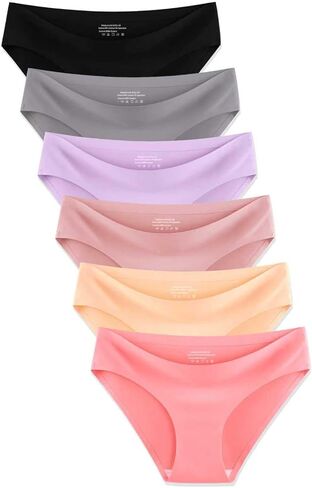 MISSWHO ملابس داخلية نسائية بدون خياطة بيكيني بدون عرض ناعم ومريح غير مرئي سراويل داخلية محببة منخفضة الارتفاع 6 عبوات in Kuwait