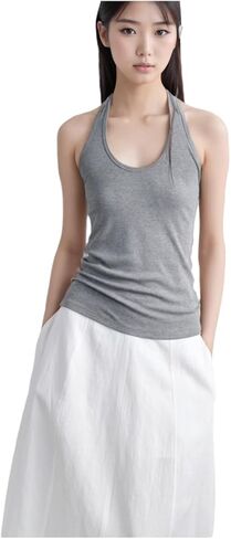 Women‘s Holiday Series Halter Tank Tops Vacation Backless Trendy Going Out Tops in Saudi Arabia