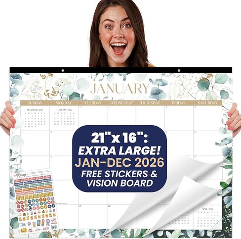 bloom daily planners 2024 Desk Calendar - 21" x 16" Large Monthly Organizer Pad with Stickers (January 2024 - December 2024) Wall Hanging or Desktop Blotter - Vintage Floral in Saudi Arabia