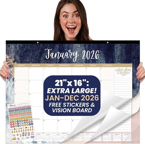 bloom daily planners 2024 Desk Calendar - 21" x 16" Large Monthly Organizer Pad with Stickers (January 2024 - December 2024) Wall Hanging or Desktop Blotter - Vintage Floral in Saudi Arabia