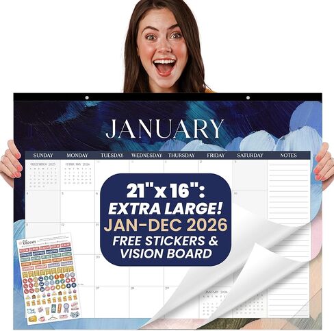 bloom daily planners 2024 Desk Calendar - 21" x 16" Large Monthly Organizer Pad with Stickers (January 2024 - December 2024) Wall Hanging or Desktop Blotter - Vintage Floral in Saudi Arabia