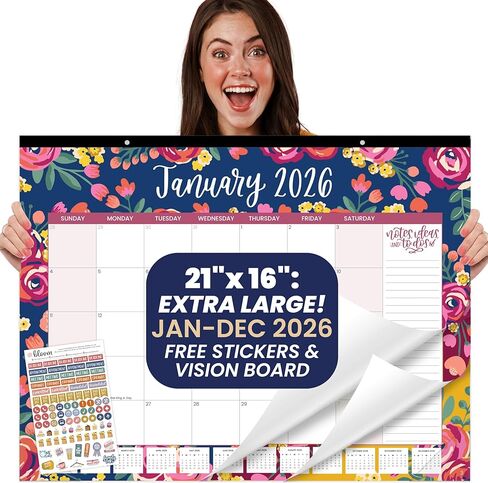 bloom daily planners 2024 Desk Calendar - 21" x 16" Large Monthly Organizer Pad with Stickers (January 2024 - December 2024) Wall Hanging or Desktop Blotter - Vintage Floral in Saudi Arabia