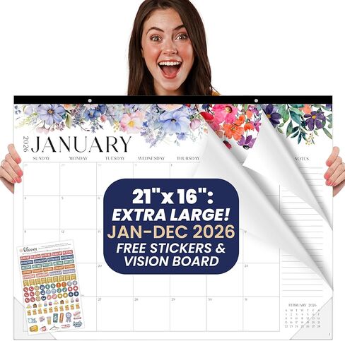 bloom daily planners 2024 Desk Calendar - 21" x 16" Large Monthly Organizer Pad with Stickers (January 2024 - December 2024) Wall Hanging or Desktop Blotter - Vintage Floral in Saudi Arabia