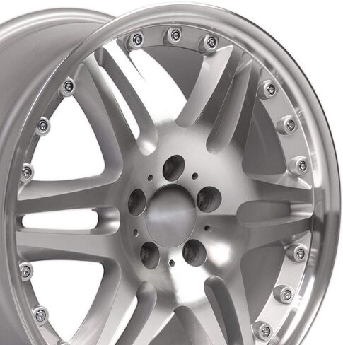 إطارات OE Wheels MB09 مقاس 18 بوصة تناسب طراز Brabus مقاس 5x112 18x8.5 مصنوعة من الفضة اللامعة (مجموعة من 4) in Saudi Arabia
