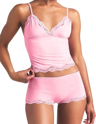 Ezbelle Women's Pajama Set Two Piece Tank Lounge Matching Lace Pjs Short Pants V Neck Outfit Sexy Knit Summer Crop Clothes in Saudi Arabia