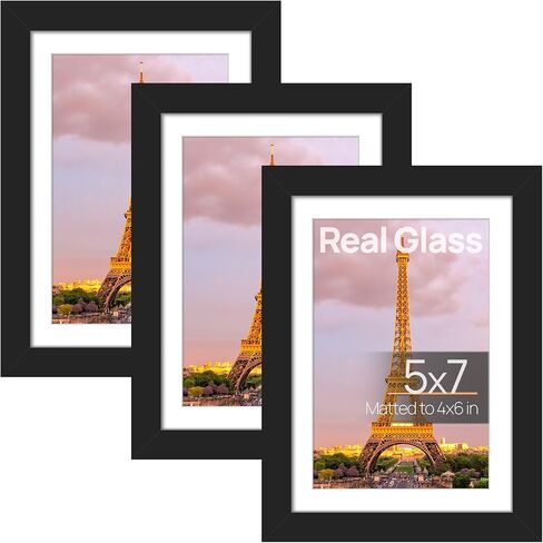 مجموعة إطارات صور upsimples مقاس 11 × 14 مكونة من 3 قطع، مصنوعة من زجاج عالي الدقة مقاس 8 × 10 مع حصيرة أو 11 × 14 بدون حصيرة، وإطارات صور لعرض الحائط والطاولة، باللون الأسود in Saudi Arabia