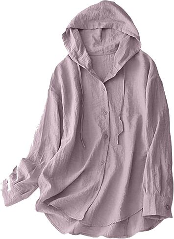 Womens Sun Protection Hoodie Cotton Linen Long Sleeve Hoodie Fishing Outdoor Quick Dry Sweatshirts with Pocket in Kuwait