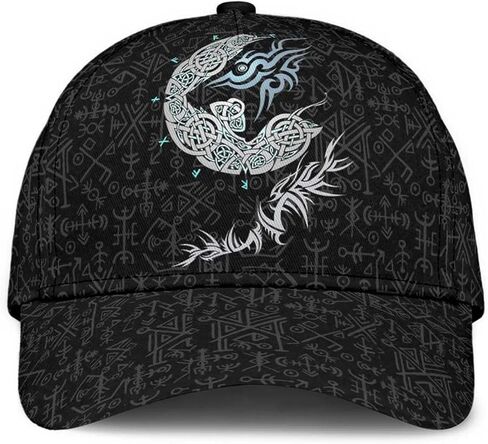 قبعات الفايكنج للرجال، قبعات بيسبول مطبوعة ثلاثية الأبعاد Fenrir Wolf Rune Tattoo، قبعة شمس صيفية قابلة للتعديل، قبعة Ragnarok للجنسين مقاس واحد in Saudi Arabia