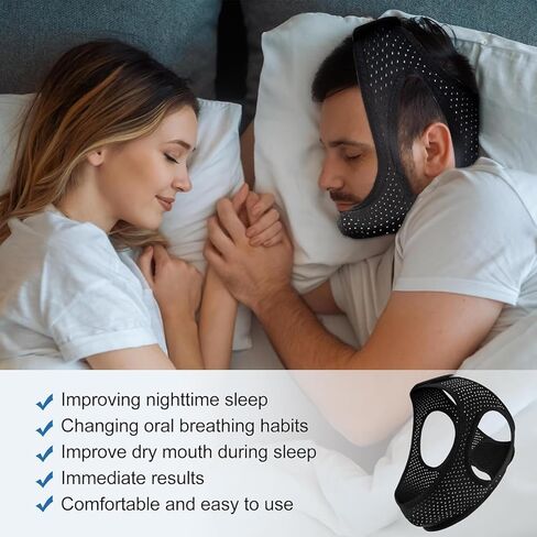 Anti Snoring Devices, Anti Snoring Chin Strap, Adjustable Breathable Chin Strap for Men and Women Sleeping, Simple and Effective Stop Snoring Solution, Enjoy a Nice Evening - 1 Pcs, Grey in Kuwait