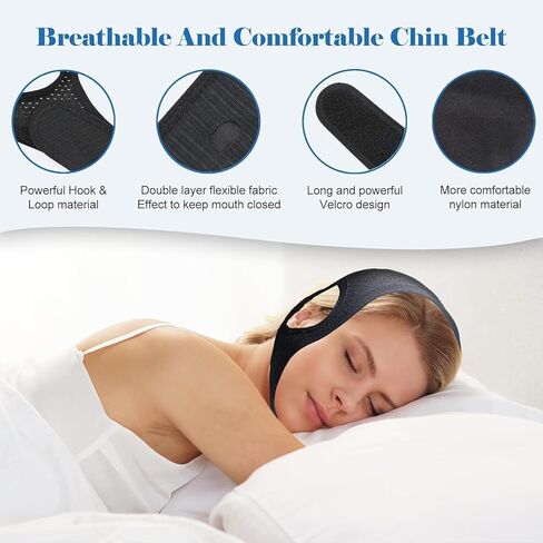 Anti Snoring Devices, Anti Snoring Chin Strap, Adjustable Breathable Chin Strap for Men and Women Sleeping, Simple and Effective Stop Snoring Solution, Enjoy a Nice Evening - 1 Pcs, Grey in Kuwait