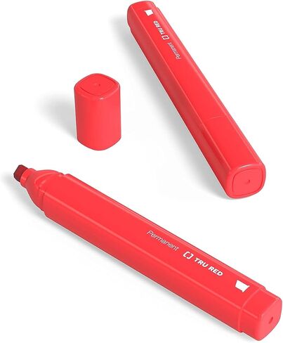 أقلام تحديد دائمة TRU RED Tank، رأس مشطوف، ألوان متنوعة، حبر غامق، أسطوانة متينة، 15/كرتون in Saudi Arabia