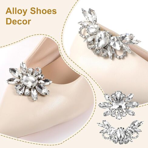 4 PCS Rhinestone Shoe Clips, Elegant Rhinestone Shoe Charms Detachable Rhinestones Crystal Shoes Buckle Clips Bridal Wedding Shoes Clip Sparkling Rhinestones Shoes Buckles for Wedding, Prom, Party in Saudi Arabia