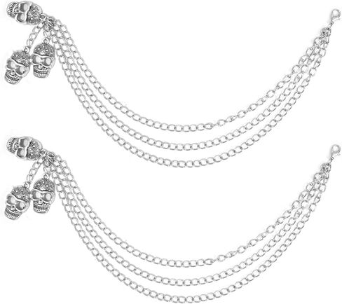 2 Pcs Boot Skull Chains for Women Goth Boot Accessories, Punk Shoe Charms and Boots Chains Skeleton Head for Boots Sneakers and Martin Boots, DIY Gothic Punk Metal Shoe Chains Decor in Kuwait