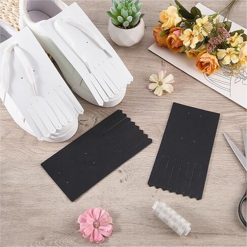 2 Pairs PU Leather Kiltie Shoe Topper for Golf Shoes 2 Colors Imitation Leather Kilties Flaps Luxe Fringe Accessory Brogue Oxfords Loafers Accessory for Outdoor(Black;White) in Saudi Arabia