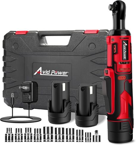 AVID POWER 3/8" Extended Cordless Electric Ratchet Wrench, 60N.m(44.2 Ft-lbs) 12V Power Ratchet Wrench Kit in Kuwait