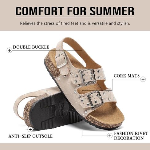 Womens Comfort Sandals With Soft Cork Footbed & Memory Foam Insole, Men Sandals with Back Strap Lightweight Non-Slip Slingback Slides For Summer Beach Outdoor 2026 in Saudi Arabia