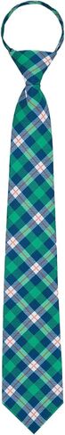 Jacob Alexander Men's Tartan Plaid Pattern Pre-Tied Zipper Neck Tie - Green Blue White in Saudi Arabia