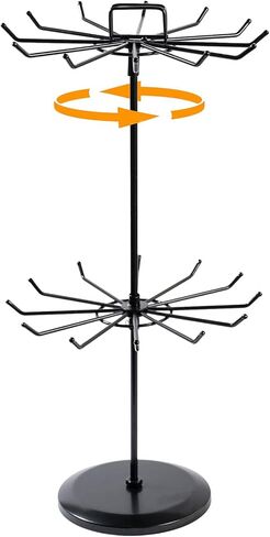 حامل مجوهرات دوار بطبقتين مع ارتفاع قابل للتعديل، حامل عرض القلادة مع 24 خطافًا، منظم شجرة المجوهرات المعدنية للأساور، عرض سلسلة المفاتيح، عرض المجوهرات للبائعين in Kuwait