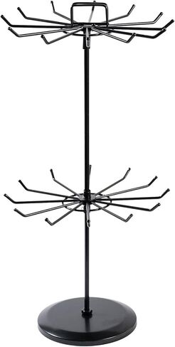 حامل مجوهرات دوار بطبقتين مع ارتفاع قابل للتعديل، حامل عرض القلادة مع 24 خطافًا، منظم شجرة المجوهرات المعدنية للأساور، عرض سلسلة المفاتيح، عرض المجوهرات للبائعين in Kuwait