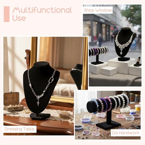 MAQUITA 4 Pcs Velvet Jewelry Display Set Velvet Necklace Bust Holder Bracelet Organizer 2 Ring Finger Jewelry Holder in Saudi Arabia
