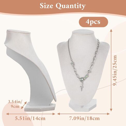 4 Pcs Necklace Display Stand Necklace Holder Jewelry Bust Display Stands for Selling Home Store Trade Shows Photography Props Retail(Velvet) in Saudi Arabia
