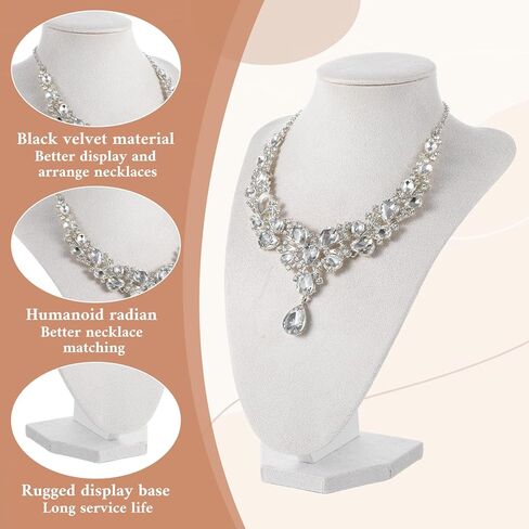 4 Pcs Necklace Display Stand Necklace Holder Jewelry Bust Display Stands for Selling Home Store Trade Shows Photography Props Retail(Velvet) in Saudi Arabia