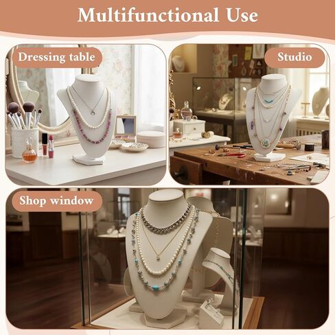 4 Pcs Necklace Display Stand Necklace Holder Jewelry Bust Display Stands for Selling Home Store Trade Shows Photography Props Retail(Velvet) in Saudi Arabia