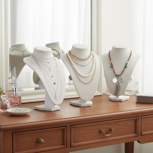 4 Pcs Necklace Display Stand Necklace Holder Jewelry Bust Display Stands for Selling Home Store Trade Shows Photography Props Retail(Velvet) in Saudi Arabia