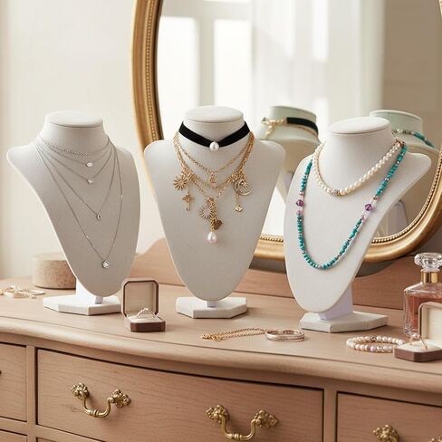 4 Pcs Necklace Display Stand Necklace Holder Jewelry Bust Display Stands for Selling Home Store Trade Shows Photography Props Retail(Velvet) in Saudi Arabia