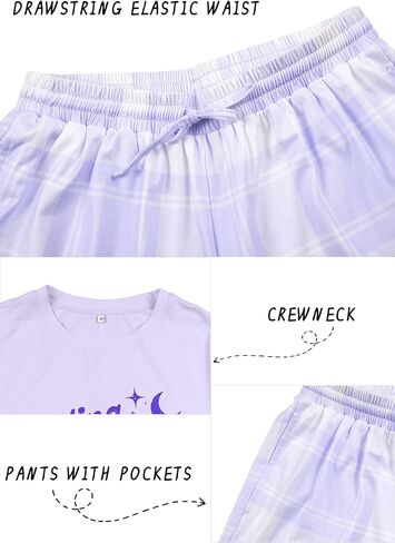 NANYUAYA Plus Size Women's Pajama Set, Soft Sleep Tops & Lounge Shorts with Pockets 2-Piece Sleepwear for Women in Kuwait