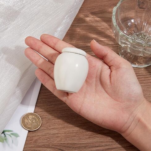 GORGECRAFT Human Ash Urn Small Cremation Urns Memorial Pet Animal Human Ashes Holder Mini Ceramic Burial Funeral Keepsake Urns Container Jar for Male Female Cat Rabbit White 2.11 x 1.65 inch in Saudi Arabia