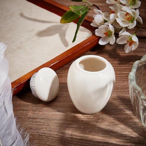 GORGECRAFT Human Ash Urn Small Cremation Urns Memorial Pet Animal Human Ashes Holder Mini Ceramic Burial Funeral Keepsake Urns Container Jar for Male Female Cat Rabbit White 2.11 x 1.65 inch in Saudi Arabia