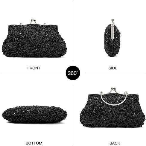 Evening Handbag for Women Beaded Purse Bag Sparkly Rhinestone Clutch Purse Vintage Purse Party Bag for Wedding in Saudi Arabia