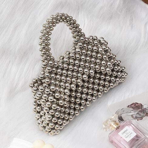 محفظة مسائية مطرزة باللؤلؤ للنساء مصنوعة يدويًا حقيبة يد صيفية لحفلات الشاطئ in Kuwait