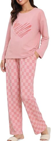 Womens Pajamas Sets Long Sleeve Lounge Sets with Pockets Soft Comfy Pajama Pjs Loungewear Sleepwear 2 Piece in Saudi Arabia