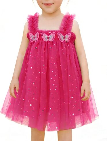 YALLET Toddler Dress Ruffle Sleeveless First Birthday Dresses Flower Embroidery Smash Cake Outfit with Butterfly Ribbon in Saudi Arabia