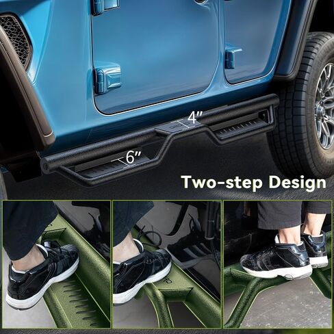 AUTOSAVER88 Running Boards Compatible with 2018-2026 Jeep Wrangler JL JLU Unlimited 4 Doors, Two-Stair Side Steps Rail Drop Nerf Bars, Black Carbon Steel (76MM) in Saudi Arabia