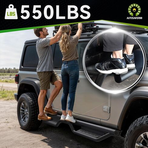 AUTOSAVER88 Running Boards Compatible with 2018-2026 Jeep Wrangler JL JLU Unlimited 4 Doors, Two-Stair Side Steps Rail Drop Nerf Bars, Black Carbon Steel (76MM) in Saudi Arabia