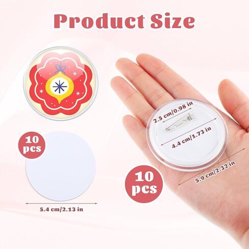 10 Pcs Acrylic Blank Clear Button Pins, 2.32 Inch Photo Button Picture Pins for Photos, Sublimation, Crafts Activity, DIY Gifts, School Projects, Events Badges in Saudi Arabia