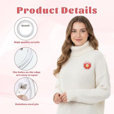 10 Pcs Acrylic Blank Clear Button Pins, 2.32 Inch Photo Button Picture Pins for Photos, Sublimation, Crafts Activity, DIY Gifts, School Projects, Events Badges in Saudi Arabia