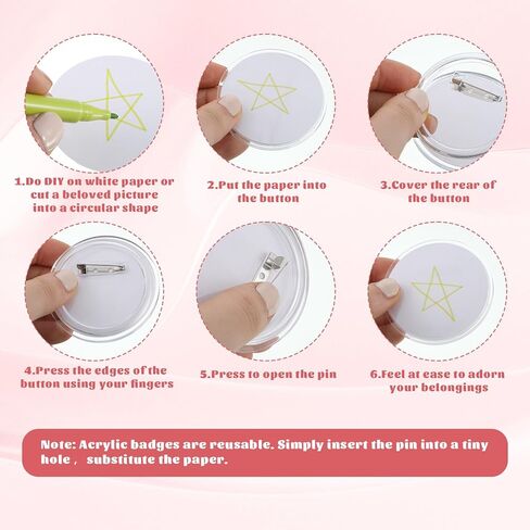 10 Pcs Acrylic Blank Clear Button Pins, 2.32 Inch Photo Button Picture Pins for Photos, Sublimation, Crafts Activity, DIY Gifts, School Projects, Events Badges in Saudi Arabia