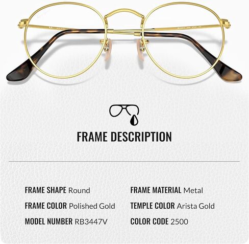 نظارة Ray-Ban RB3447V معدنية مستديرة الشكل مع مجموعة النظارات الرسمية in Saudi Arabia