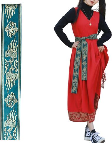 Royal Korean Belt – Wonsam Inspired Hanbok Waist Sash for Women, Embroidered Traditional Fashion Scarf, 7 Colors in Saudi Arabia