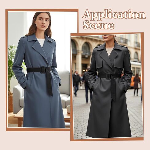 Black Women Trench Coat Belt, 67.7 Inch Polyester Overcoat Waistband with Adjustable Buckle, Womens Wind Trench Coat Replacement Waistband Waist Belt for Overcoat Jacket Dress in Saudi Arabia