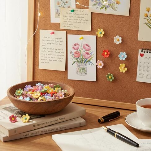 30 Pcs Colorful Flower Push Pins, Cute Push Pins for Bulletin Board Decorative Resin Floral Thumb Tacks for Cork Board, Photo Wall, Hanging Poster, Office Supplies in Saudi Arabia