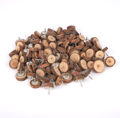 100pcs Round Wood Push Pins, Durable Round Decorative Thumb Tacks Practical Natural Wooden Thumb Tacks Suitable for Cork Board Bulletin Office Supplies in Saudi Arabia