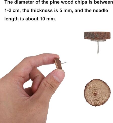 100pcs Round Wood Push Pins, Durable Round Decorative Thumb Tacks Practical Natural Wooden Thumb Tacks Suitable for Cork Board Bulletin Office Supplies in Saudi Arabia